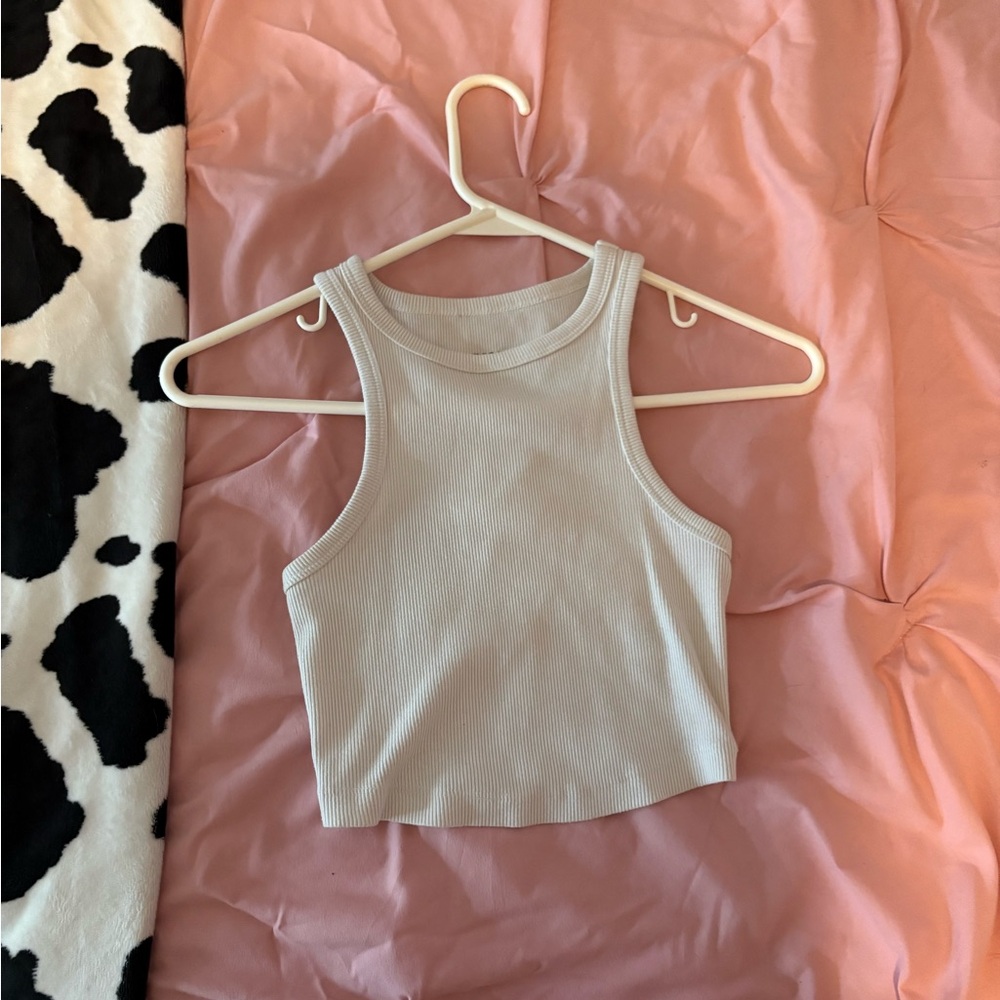 Women's White Ribbed Tank Top